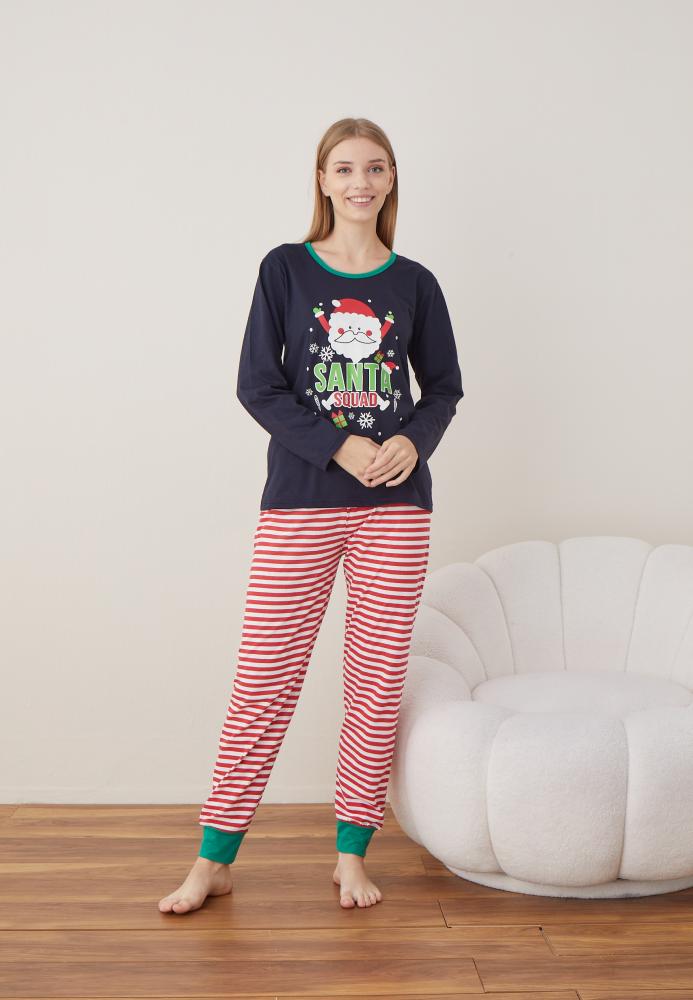 Pijama Dama Craciun "SANTA" ,maneca lunga ,pantaloni lungi,Engros